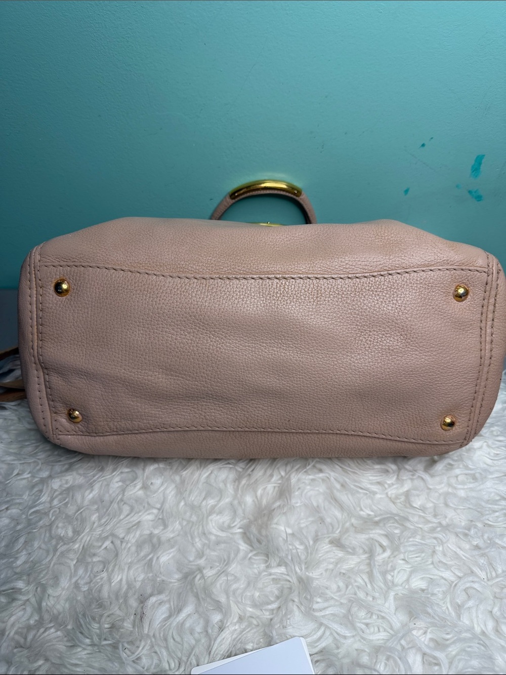 Prada BN CERVO SABBIA Large Soft Creame -Beige Leather Shoulder Satchel - Picture 4 of 17